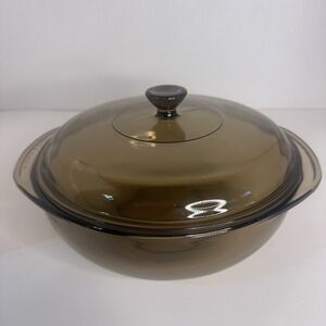 Vintage Pyrex USA Casserole Smoke Glass Oven Lidded Cooking‎ Dish